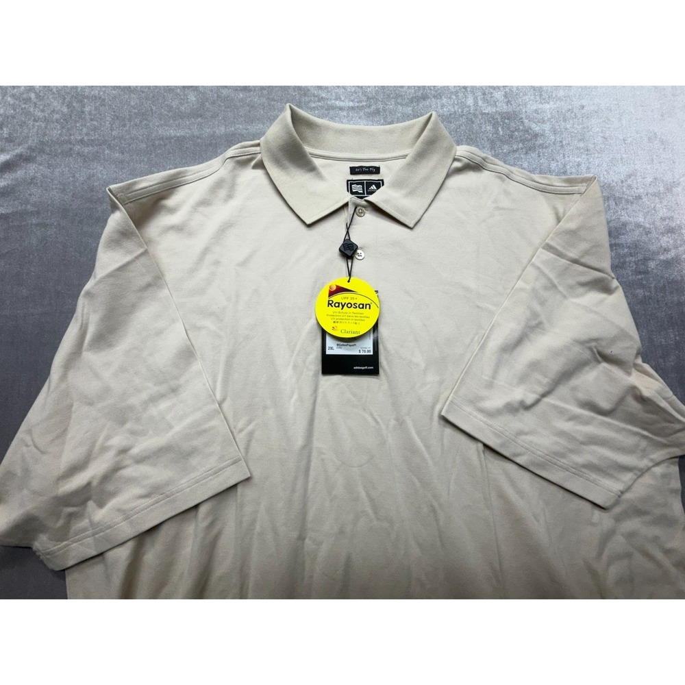NWT Adidas‎ Rayosan Golf Polo Shirt Beige 2XL UPF 35+ 80's Two Ply